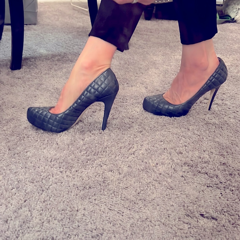 BCBGeneration Quilted Gray Heels